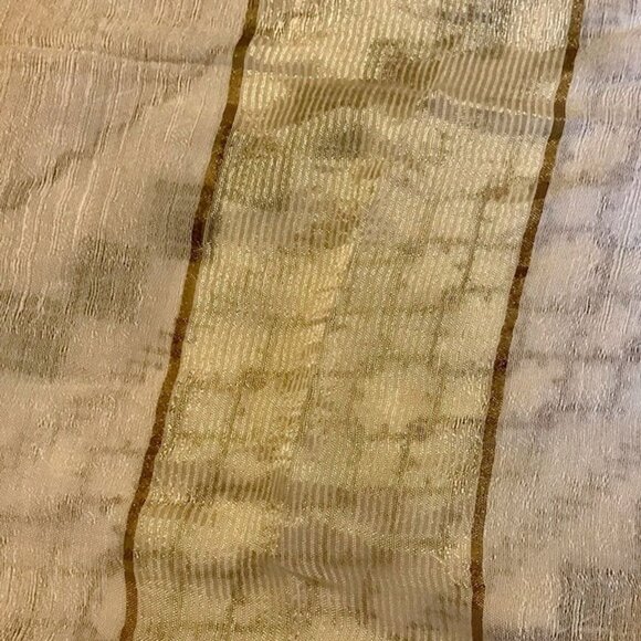 100% Silk Women's Indian Earth Neutral Colorblock Sparkle Gold Lightweight Scarf - Picture 6 of 6